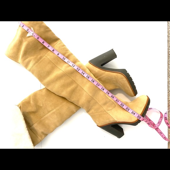 Kate Spade Gabry convertible fur trim over the knee boots Beige 6.5 - Picture 3 of 9